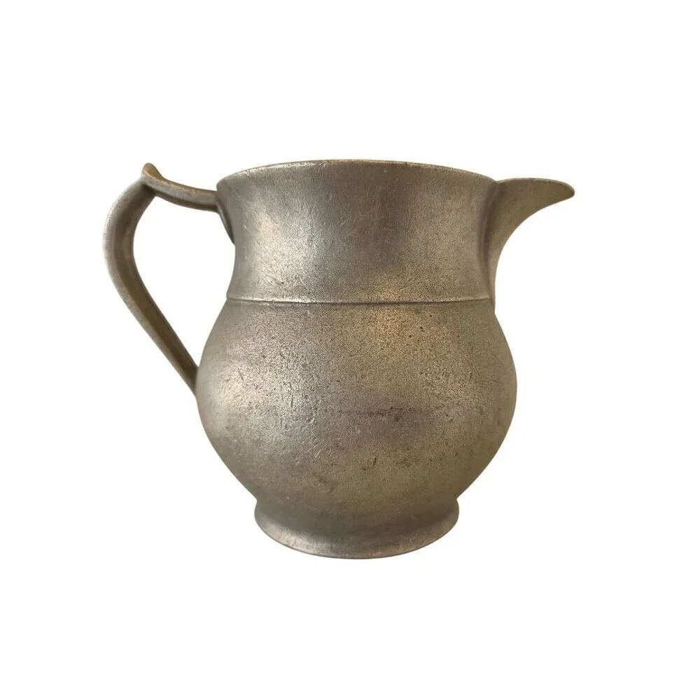 Vintage Pewter Pitcher Jug 1960s Rustic Tavern Style